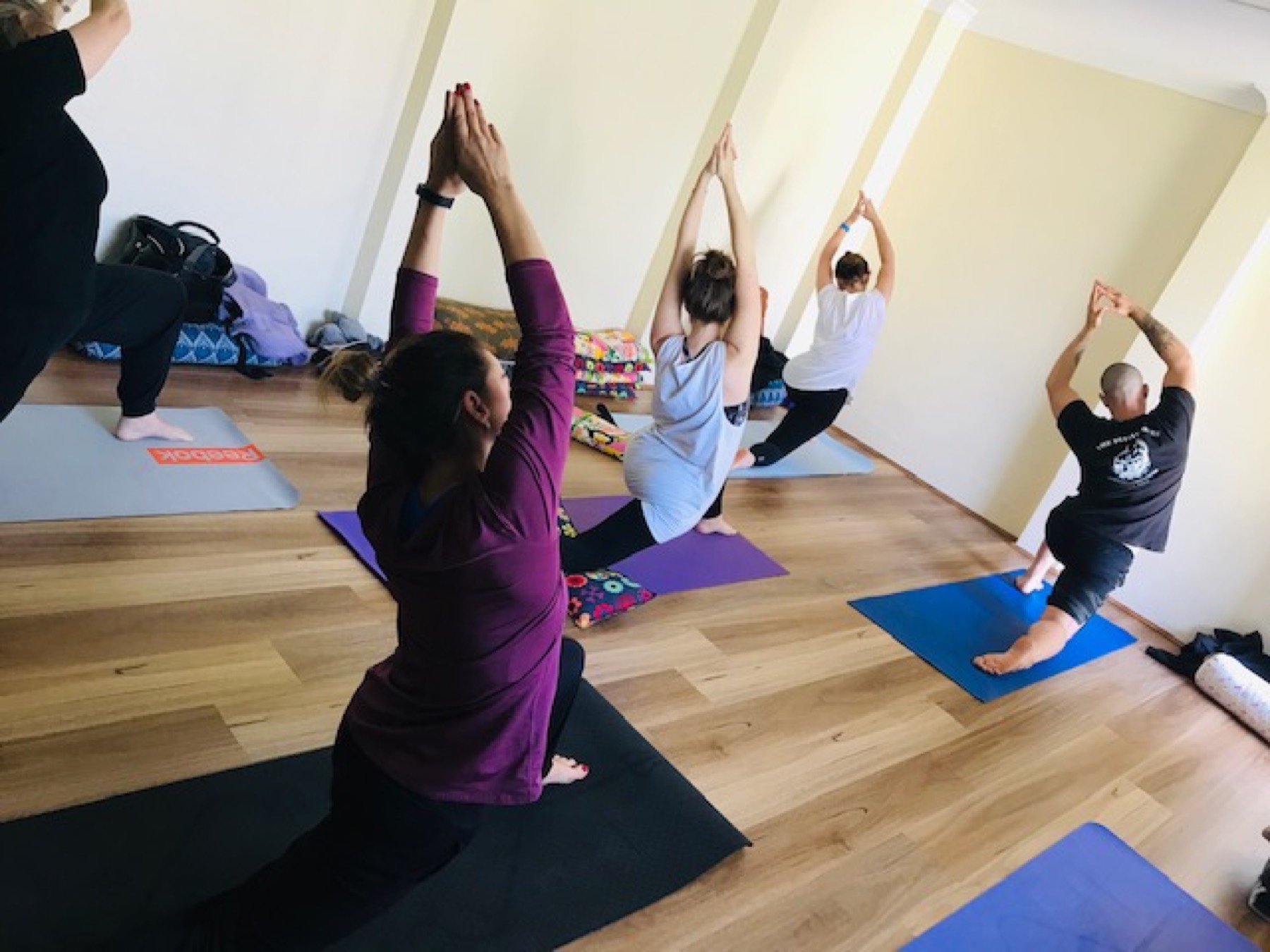 A small class practising together in the Clemton Park studio